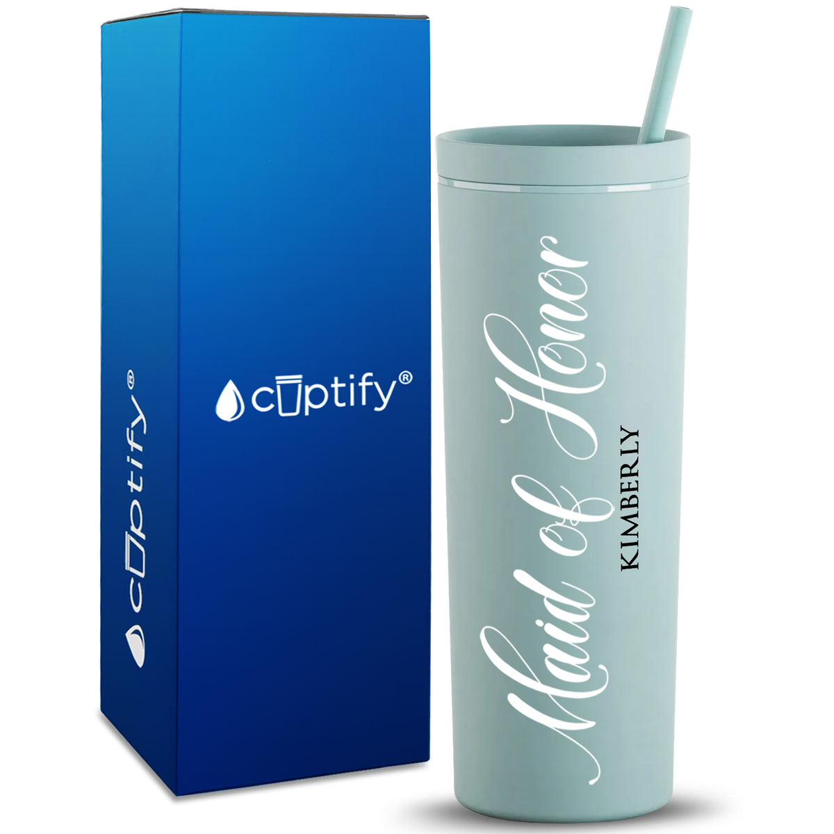 Personalized Maid of Honor on 18oz Acrylic Skinny Tumbler