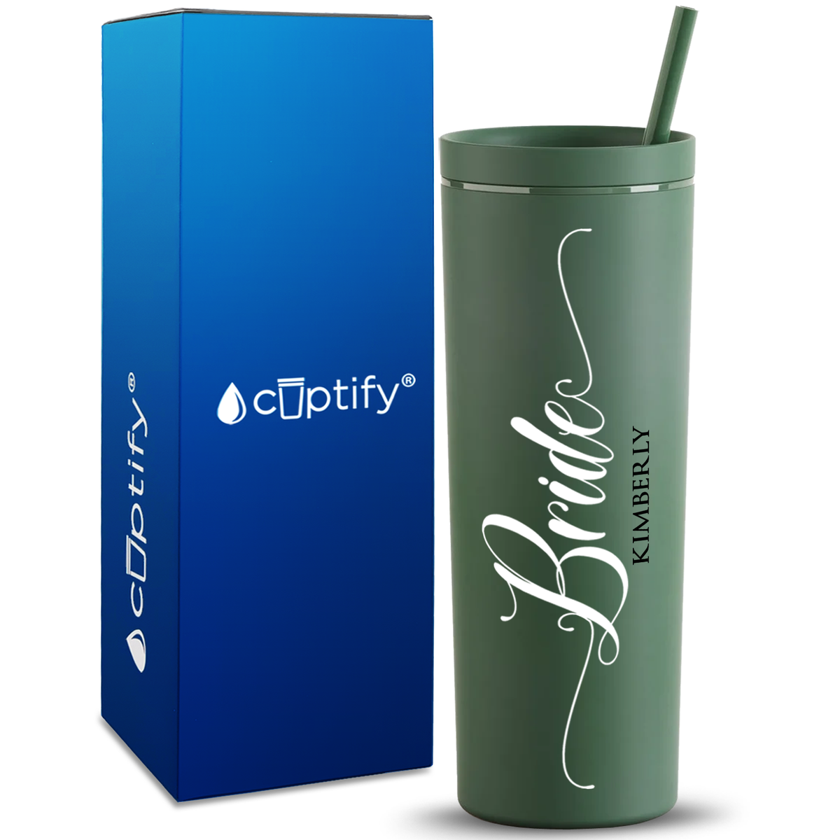Personalized Elegant Bride on 18oz Acrylic Skinny Tumbler