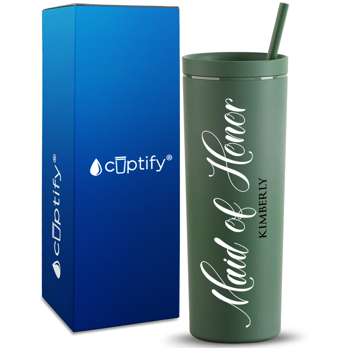 Personalized Maid of Honor on 18oz Acrylic Skinny Tumbler