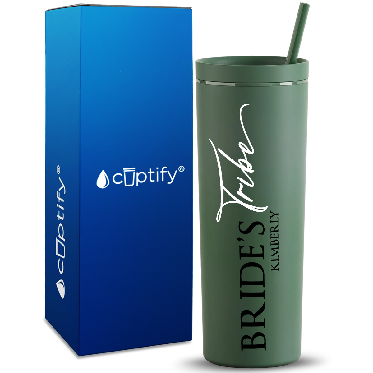Personalized Bride's Tribe on 18oz Acrylic Skinny Tumbler