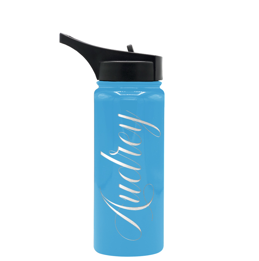 Cuptify Personalized Laser Engraved on Baby Blue Gloss 18 oz Bottle