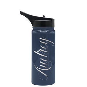 Cuptify Personalized Laser Engraved on Blue Gray Gloss 18 oz Bottle