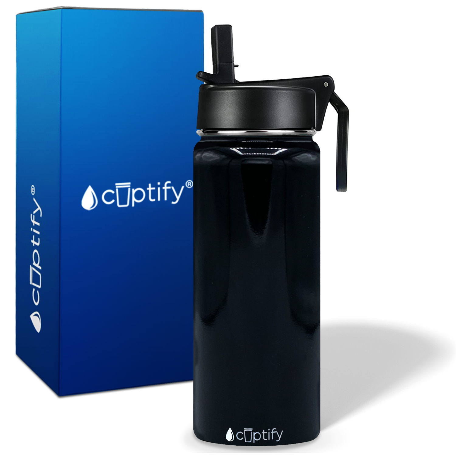 Black Gloss 18oz Wide Mouth Water Bottle