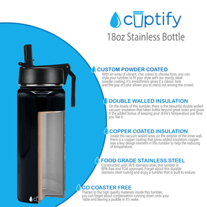 Black Gloss 18oz Wide Mouth Water Bottle