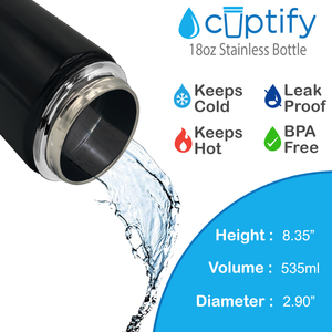 Black Gloss 18oz Wide Mouth Water Bottle