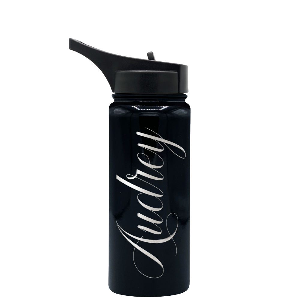 Cuptify Personalized Laser Engraved on Black Gloss 18 oz Bottle