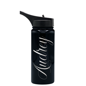 Cuptify Personalized Laser Engraved on Black Gloss 18 oz Bottle