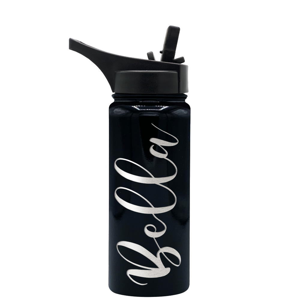 Cuptify Personalized Laser Engraved on Black Gloss 18 oz Bottle