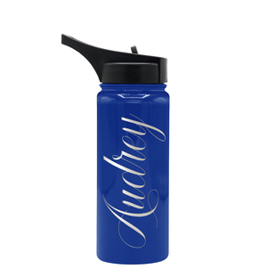 Cuptify Personalized Laser Engraved on Blue Gloss 18 oz Bottle