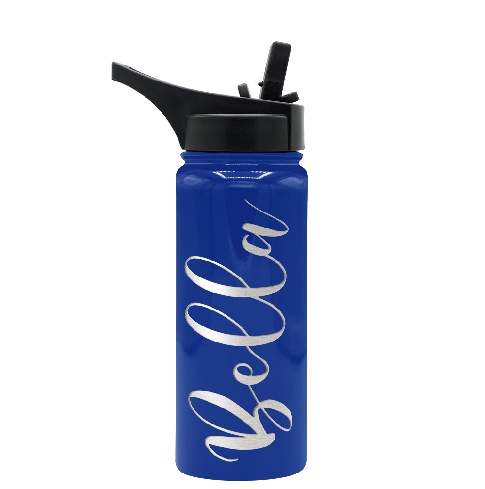 Cuptify Personalized Laser Engraved on Blue Gloss 18 oz Bottle