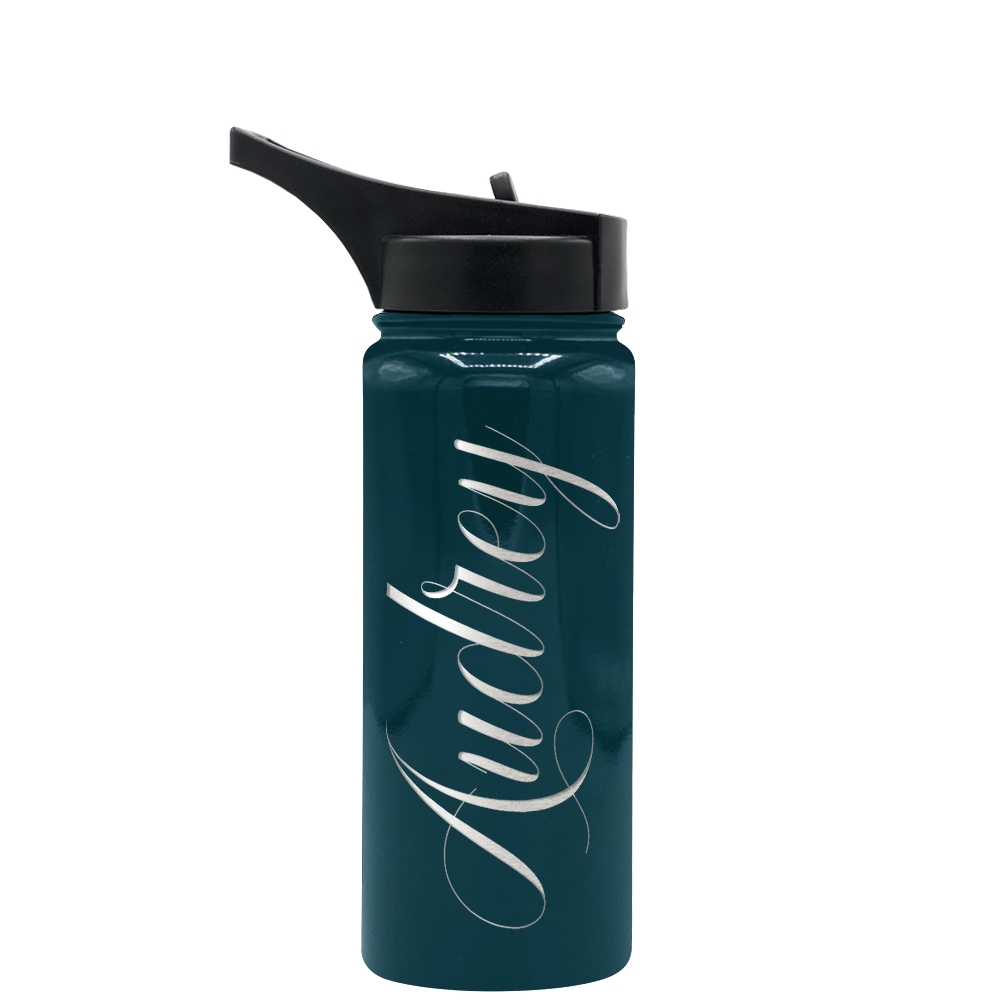 Cuptify Personalized Laser Engraved on Blue Sea Gloss 18 oz Bottle