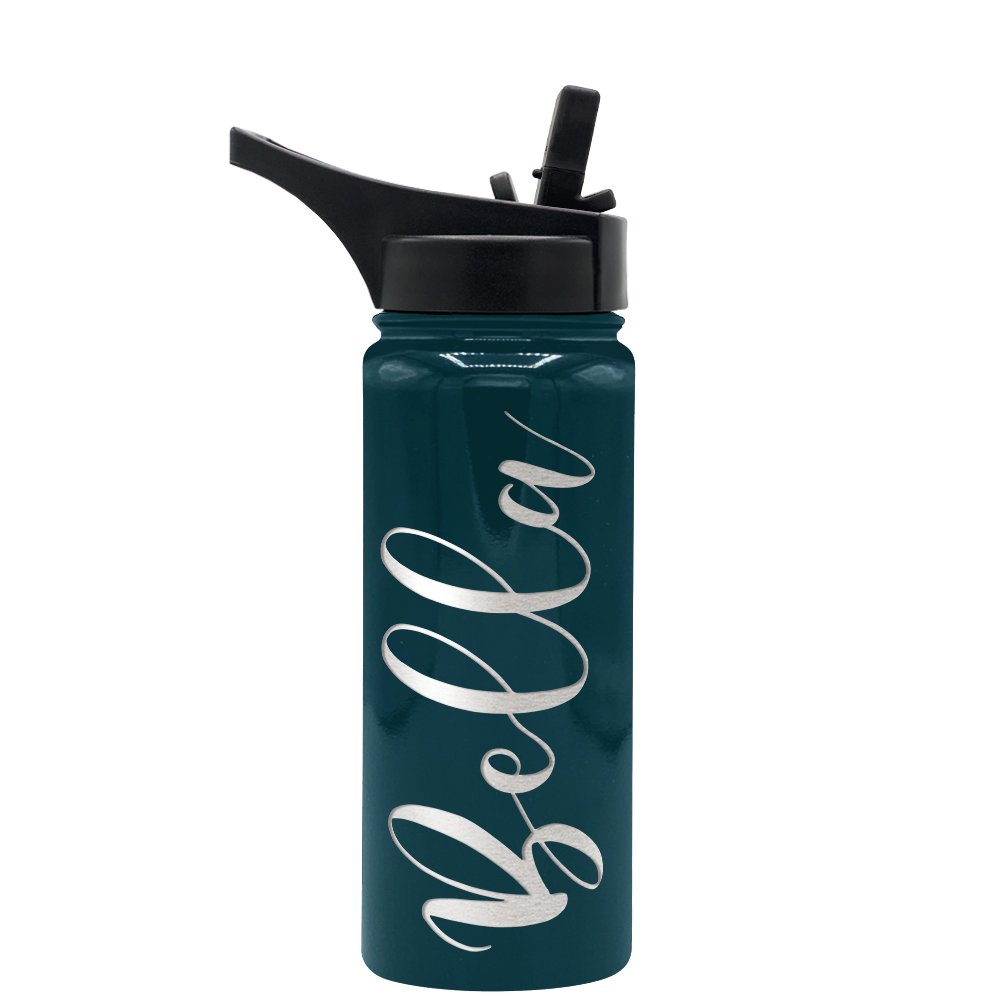 Cuptify Personalized Laser Engraved on Blue Sea Gloss 18 oz Bottle