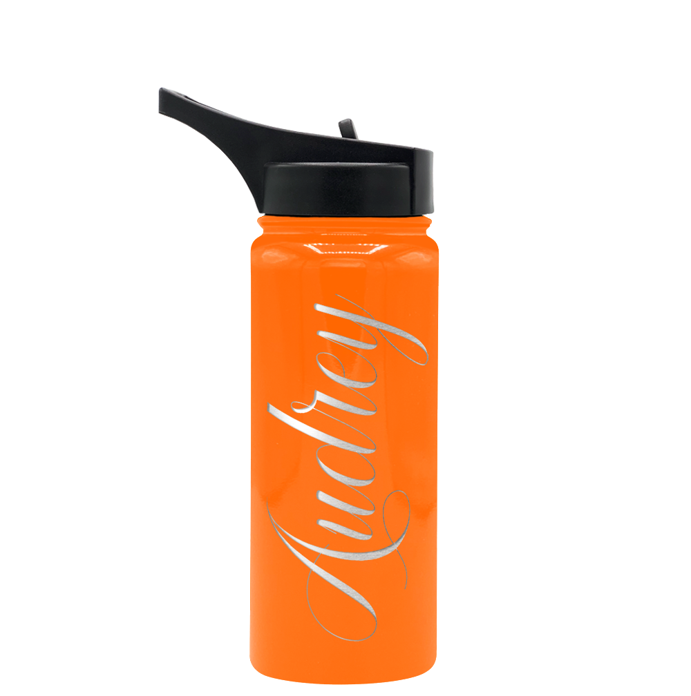 Cuptify Personalized Laser Engraved on Bright Orange Gloss 18 oz Bottle