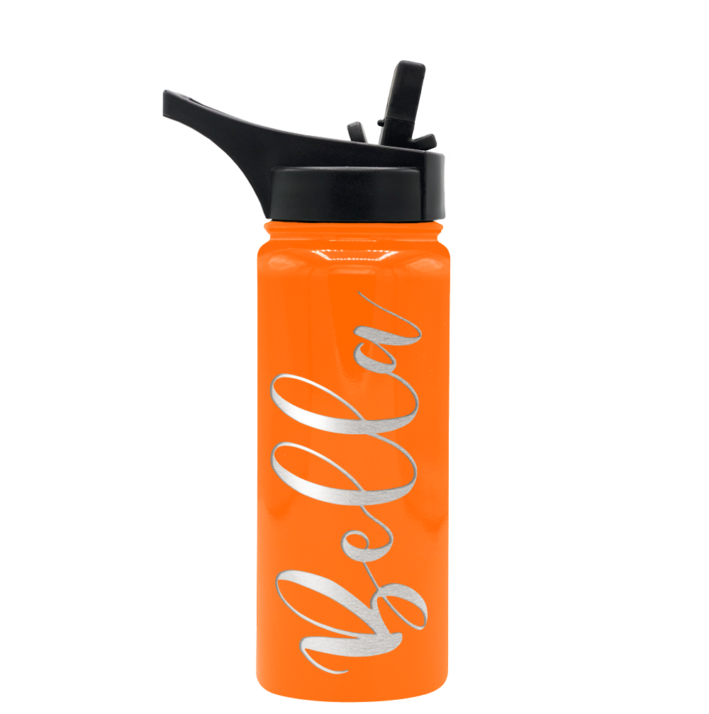 Cuptify Personalized Laser Engraved on Bright Orange Gloss 18 oz Bottle