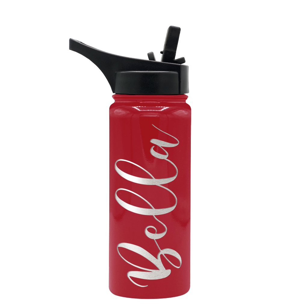 Cuptify Personalized Laser Engraved on Blood Red Gloss 18 oz Bottle