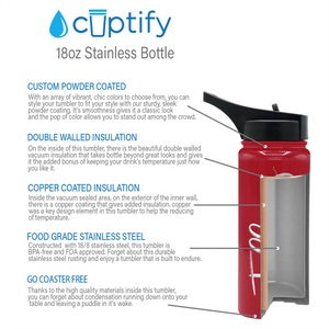 Cuptify Personalized Laser Engraved on Blood Red Gloss 18 oz Bottle