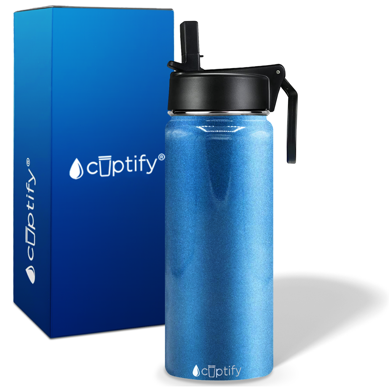 Baby Blue Glitter 18oz Wide Mouth Water Bottle
