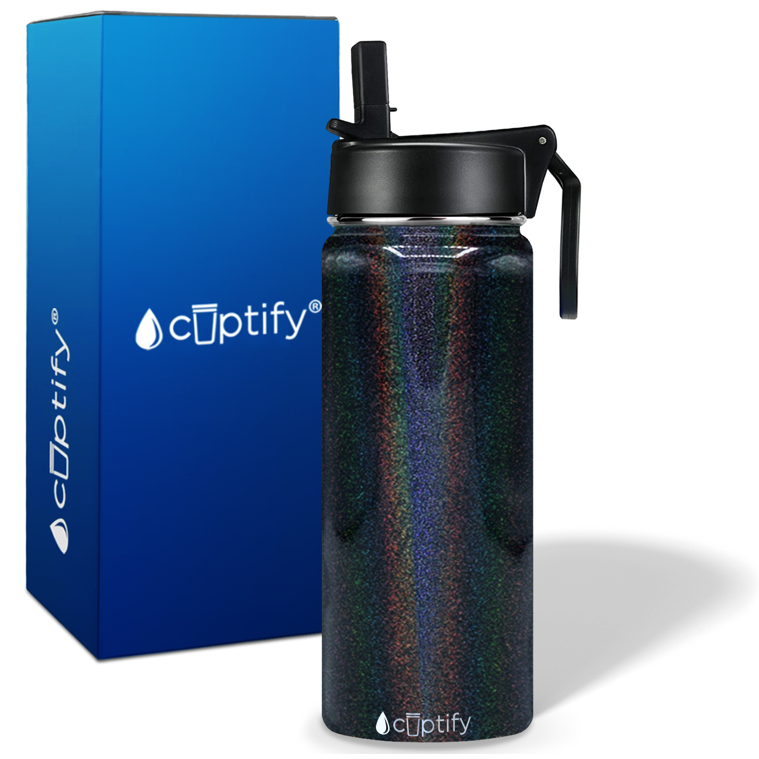 Black Glitter 18oz Wide Mouth Water Bottle