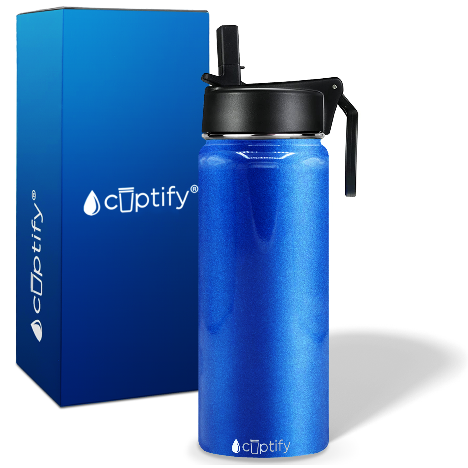 Blue Glitter 18oz Wide Mouth Water Bottle