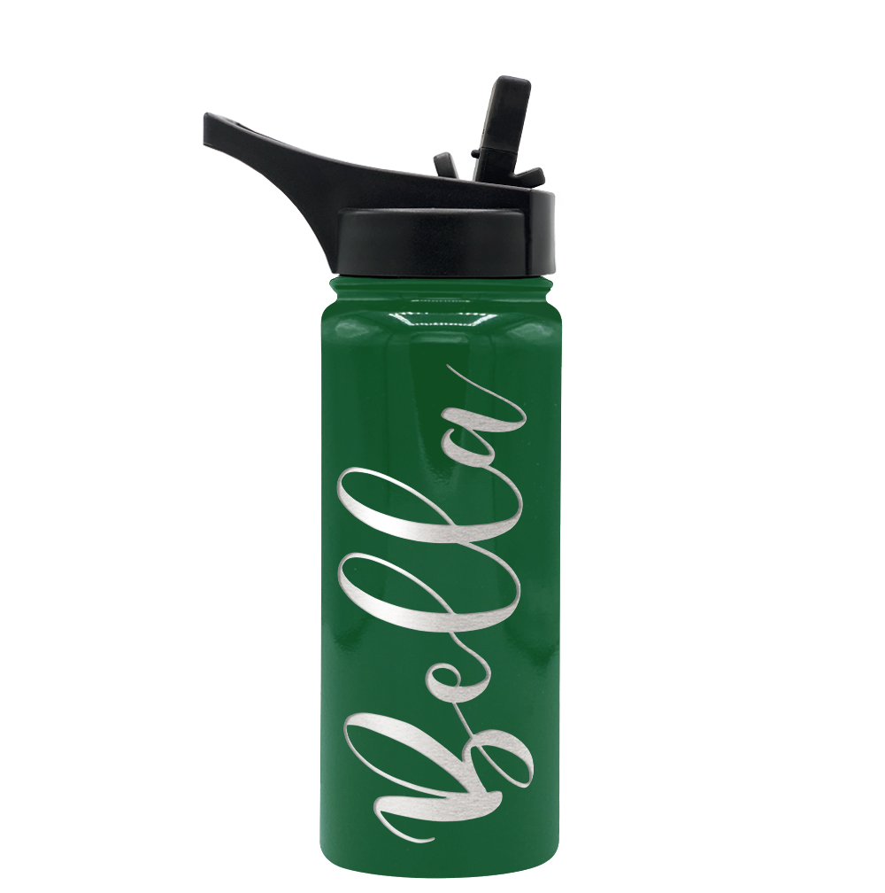 Cuptify Personalized Laser Engraved on Green Gloss 18 oz Bottle