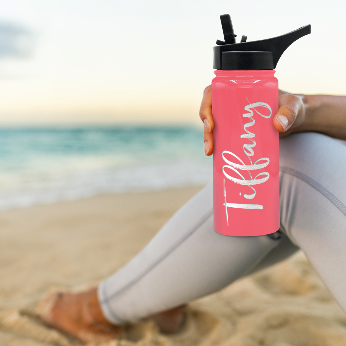 Cuptify Personalized Laser Engraved on Guava Gloss 18 oz Bottle