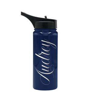 Cuptify Personalized Laser Engraved on Navy Blue Gloss 18 oz Bottle