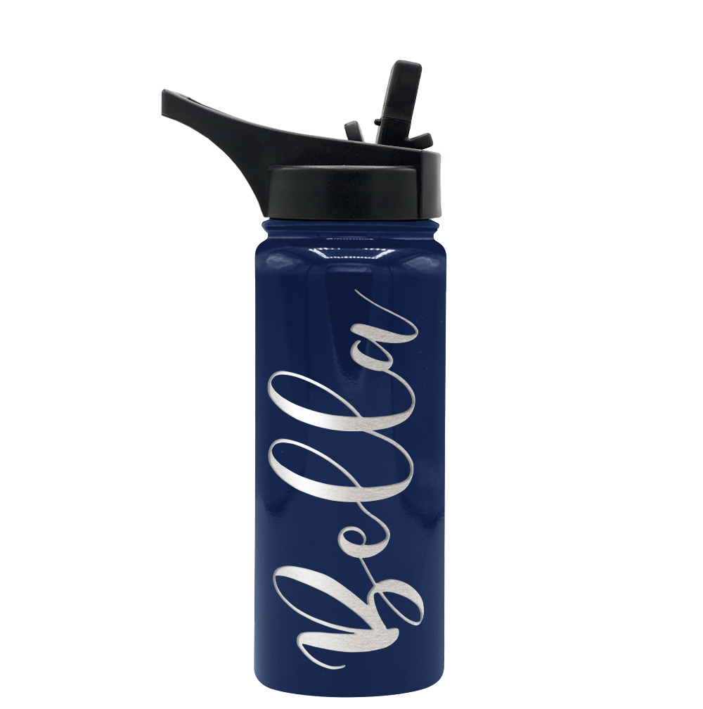 Cuptify Personalized Laser Engraved on Navy Blue Gloss 18 oz Bottle