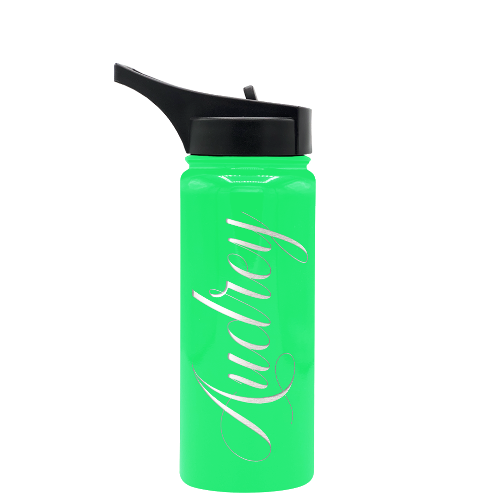 Cuptify Personalized Laser Engraved on Neon Green Gloss 18 oz Bottle