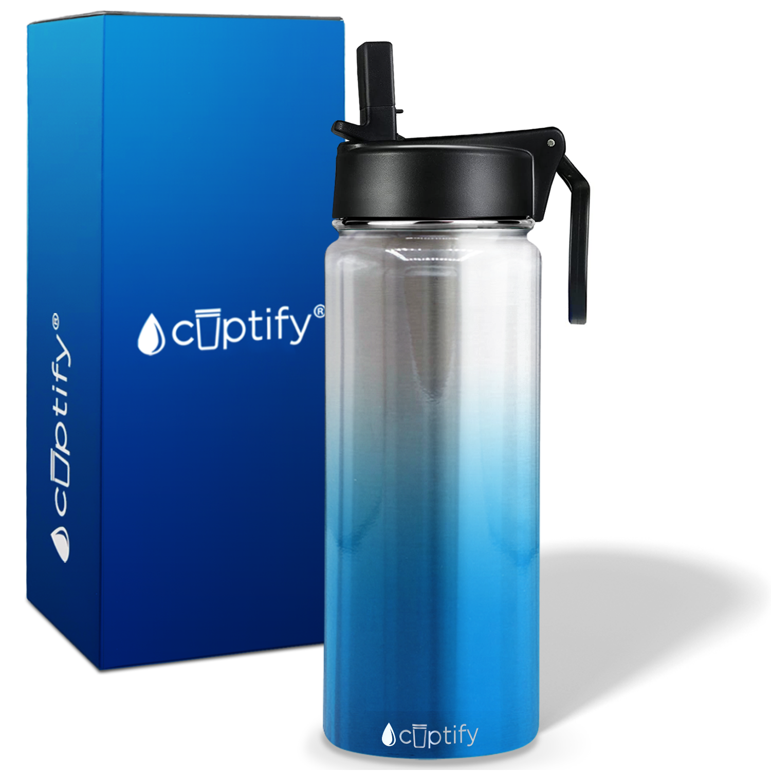 Blue Ombre Translucent 18oz Wide Mouth Water Bottle
