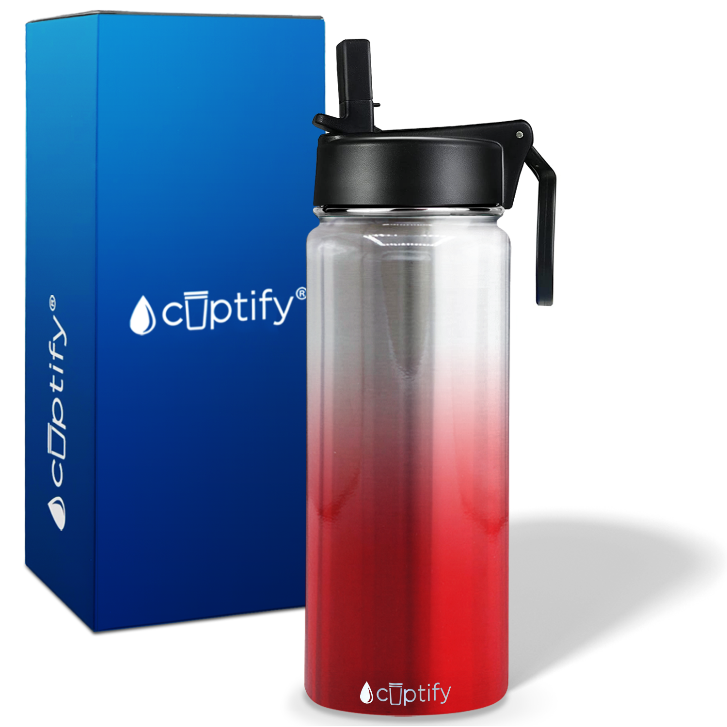 Red Ombre Translucent 18oz Wide Mouth Water Bottle