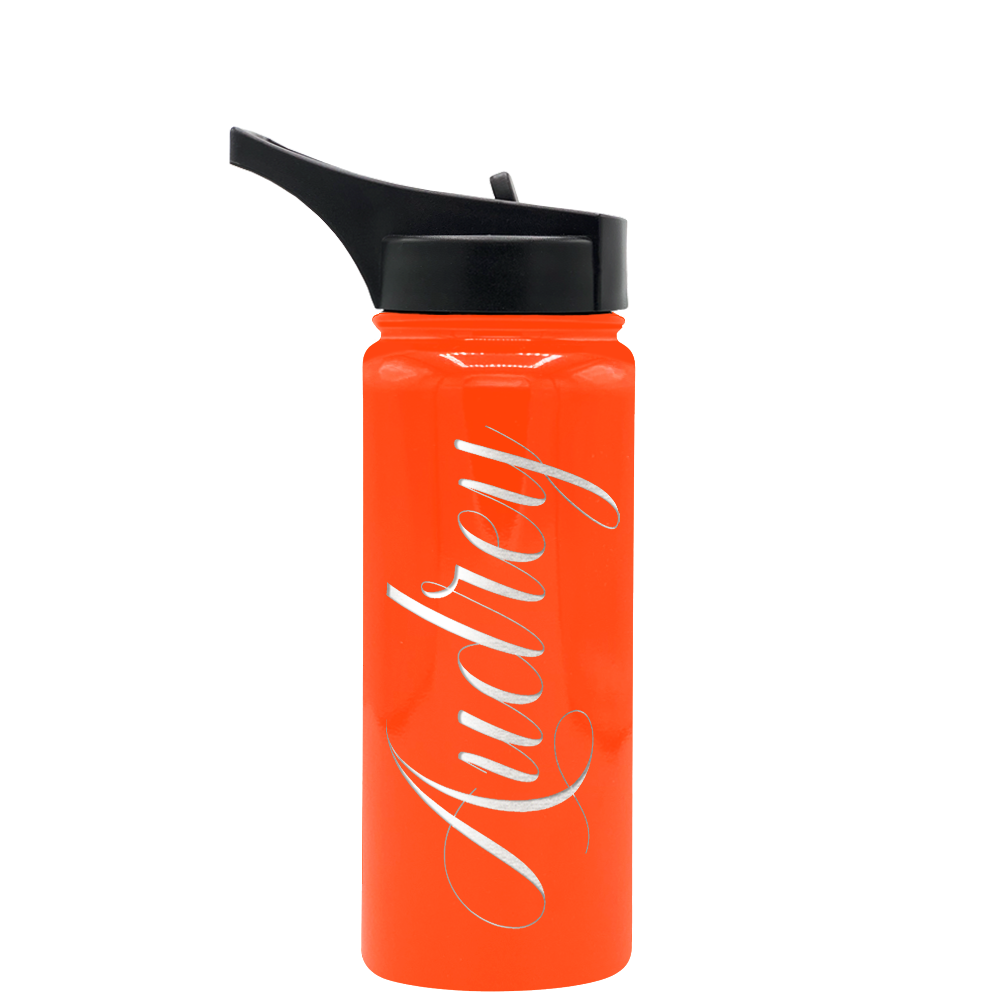 Cuptify Personalized Laser Engraved on Orange Gloss 18 oz Bottle