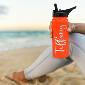 Cuptify Personalized Laser Engraved on Orange Gloss 18 oz Bottle