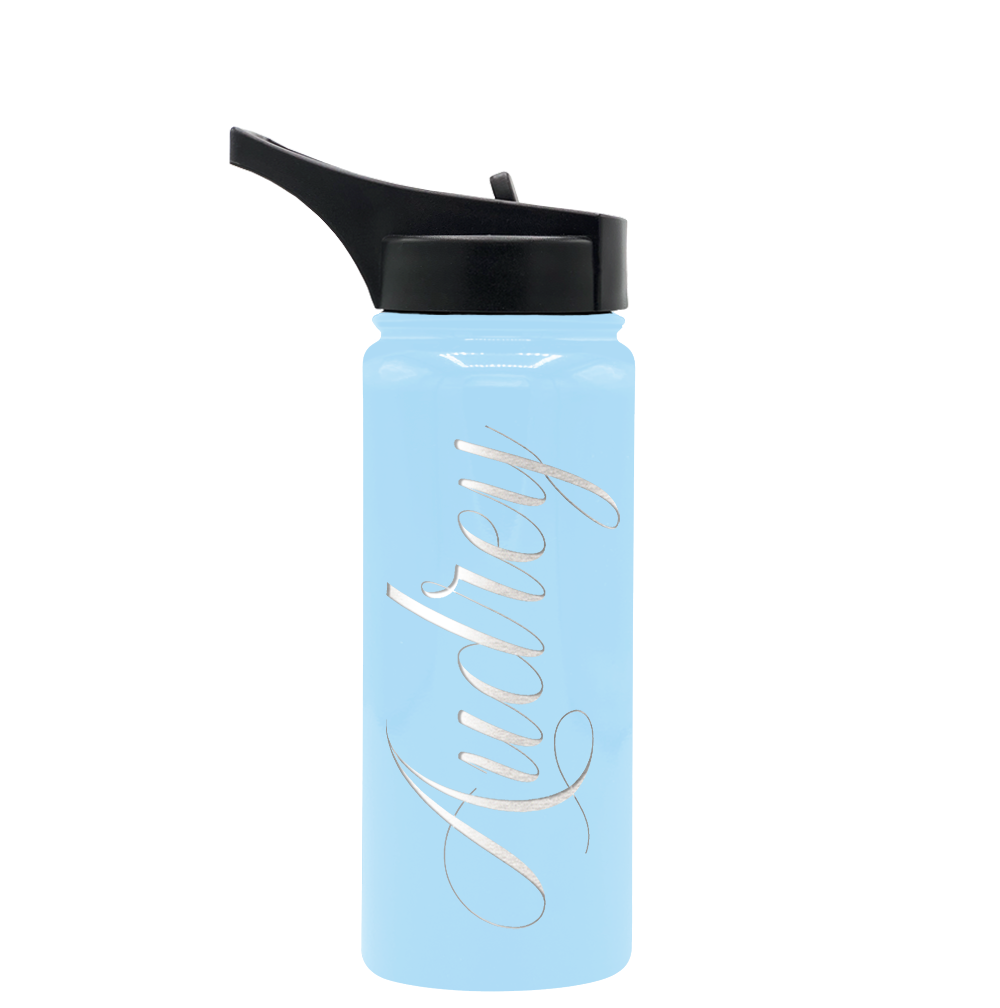 Cuptify Personalized Laser Engraved on Pastel Blue Gloss 18 oz Bottle