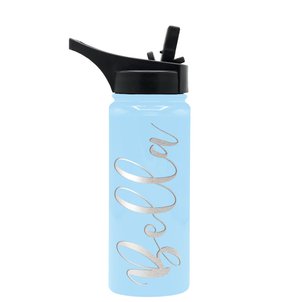 Cuptify Personalized Laser Engraved on Pastel Blue Gloss 18 oz Bottle