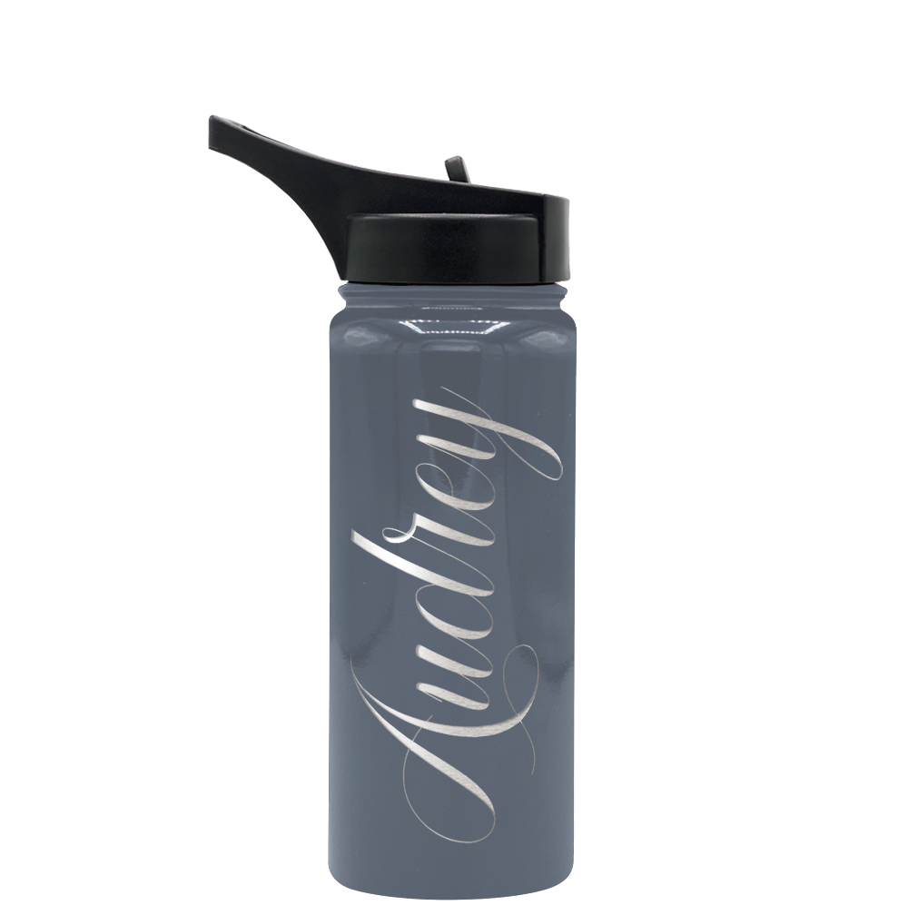 Cuptify Personalized Laser Engraved on Periwinkle Gray Gloss 18 oz Bottle