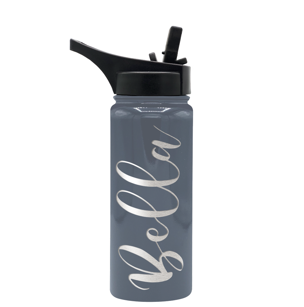 Cuptify Personalized Laser Engraved on Periwinkle Gray Gloss 18 oz Bottle