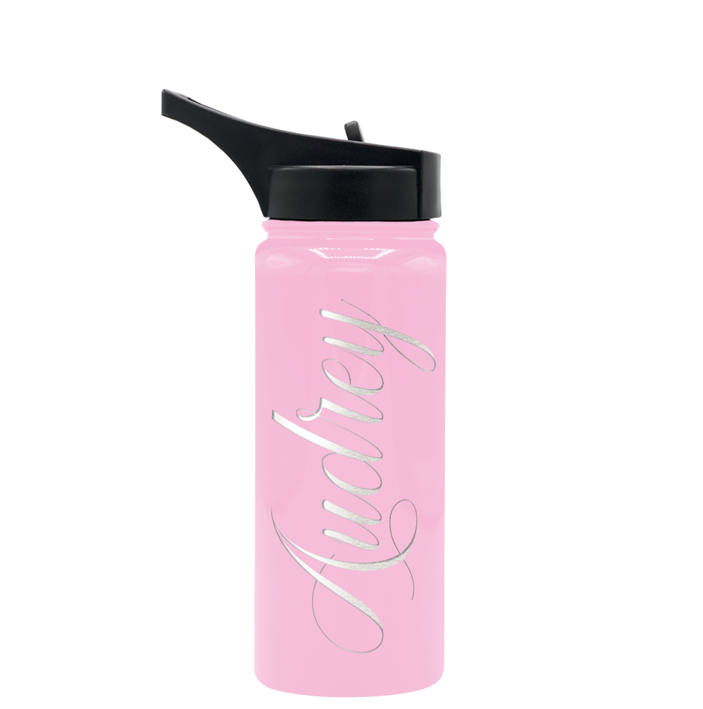 Cuptify Personalized Laser Engraved on Pastel Pink Gloss 18 oz Bottle