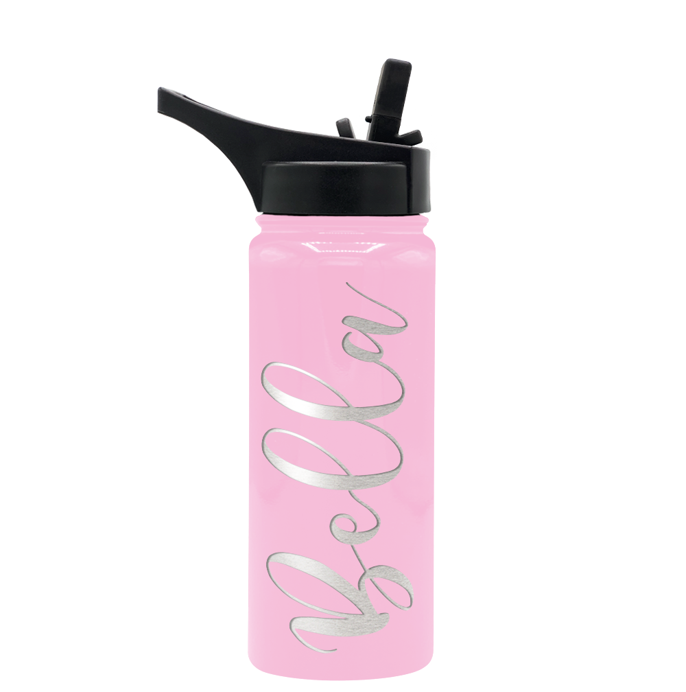 Cuptify Personalized Laser Engraved on Pastel Pink Gloss 18 oz Bottle