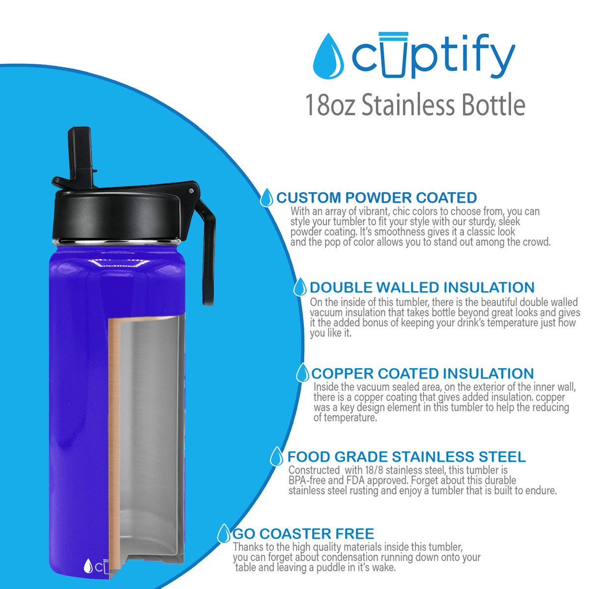 Purple Gloss 18oz Wide Mouth Water Bottle