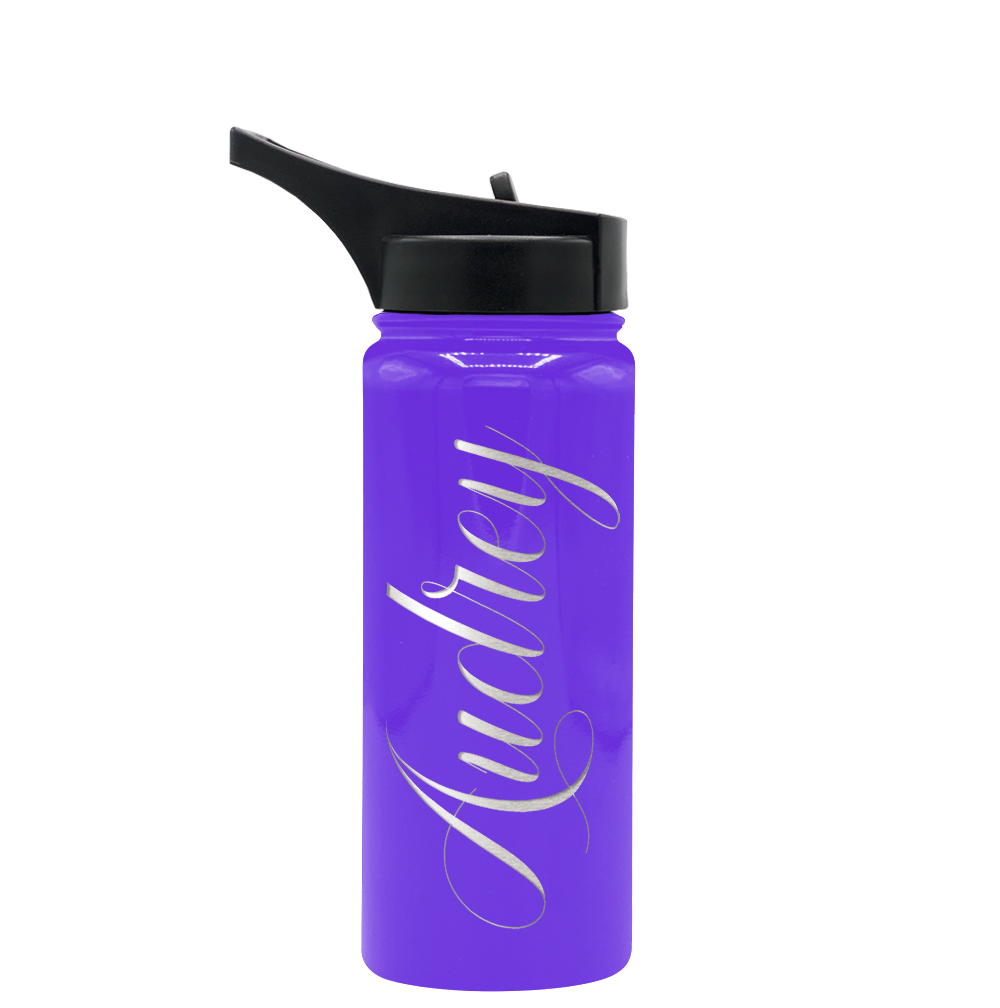 Cuptify Personalized Laser Engraved on Purple Gloss 18 oz Bottle