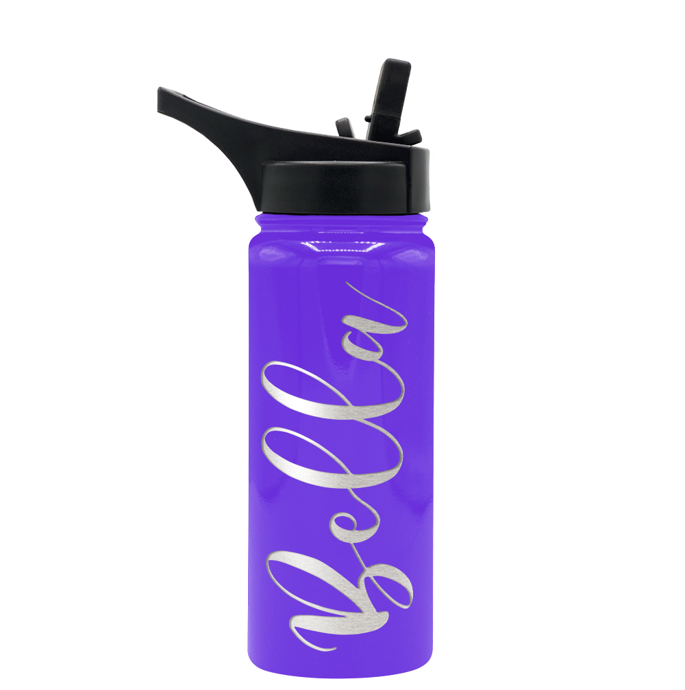 Cuptify Personalized Laser Engraved on Purple Gloss 18 oz Bottle