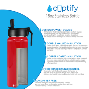 Red Gloss 18oz Wide Mouth Water Bottle