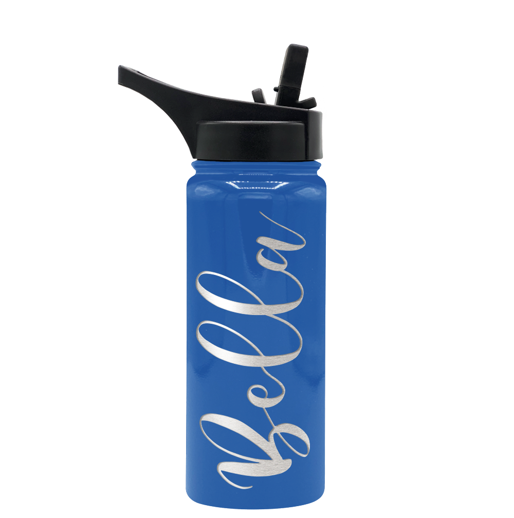 Cuptify Personalized Laser Engraved on Sky Blue Gloss 18 oz Bottle