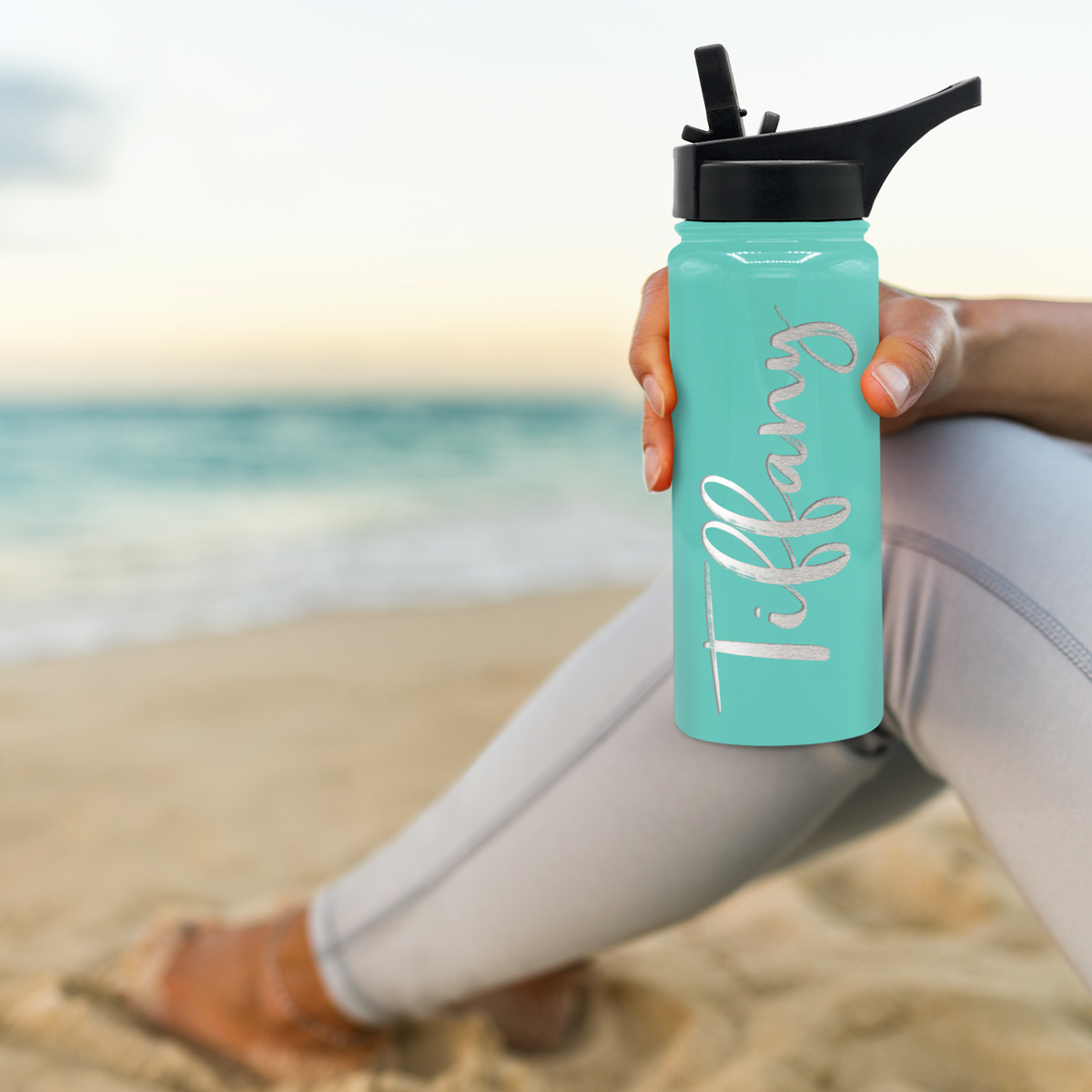 Cuptify Personalized Laser Engraved on Seafoam Gloss 18 oz Bottle