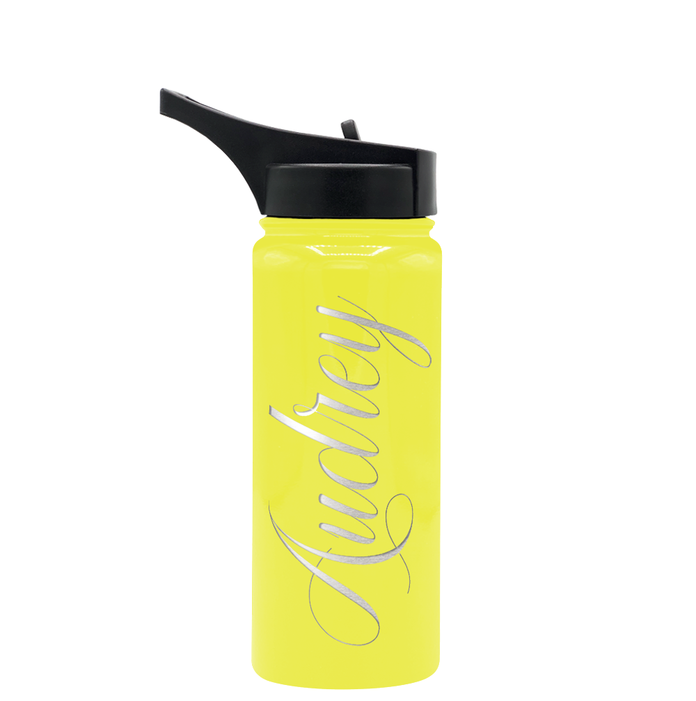 Cuptify Personalized Laser Engraved on Sunshine Yellow Gloss 18 oz Bottle