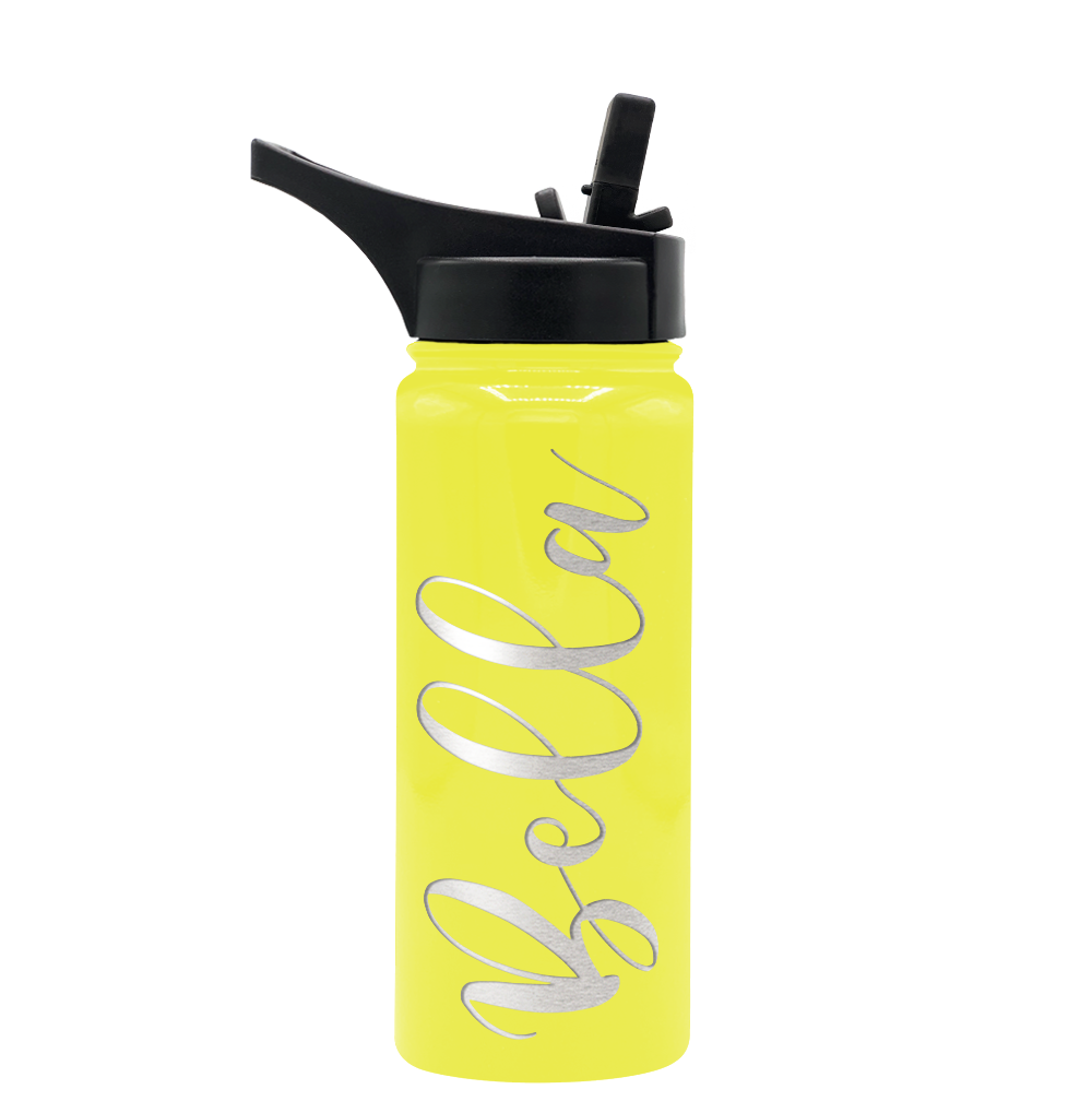 Cuptify Personalized Laser Engraved on Sunshine Yellow Gloss 18 oz Bottle