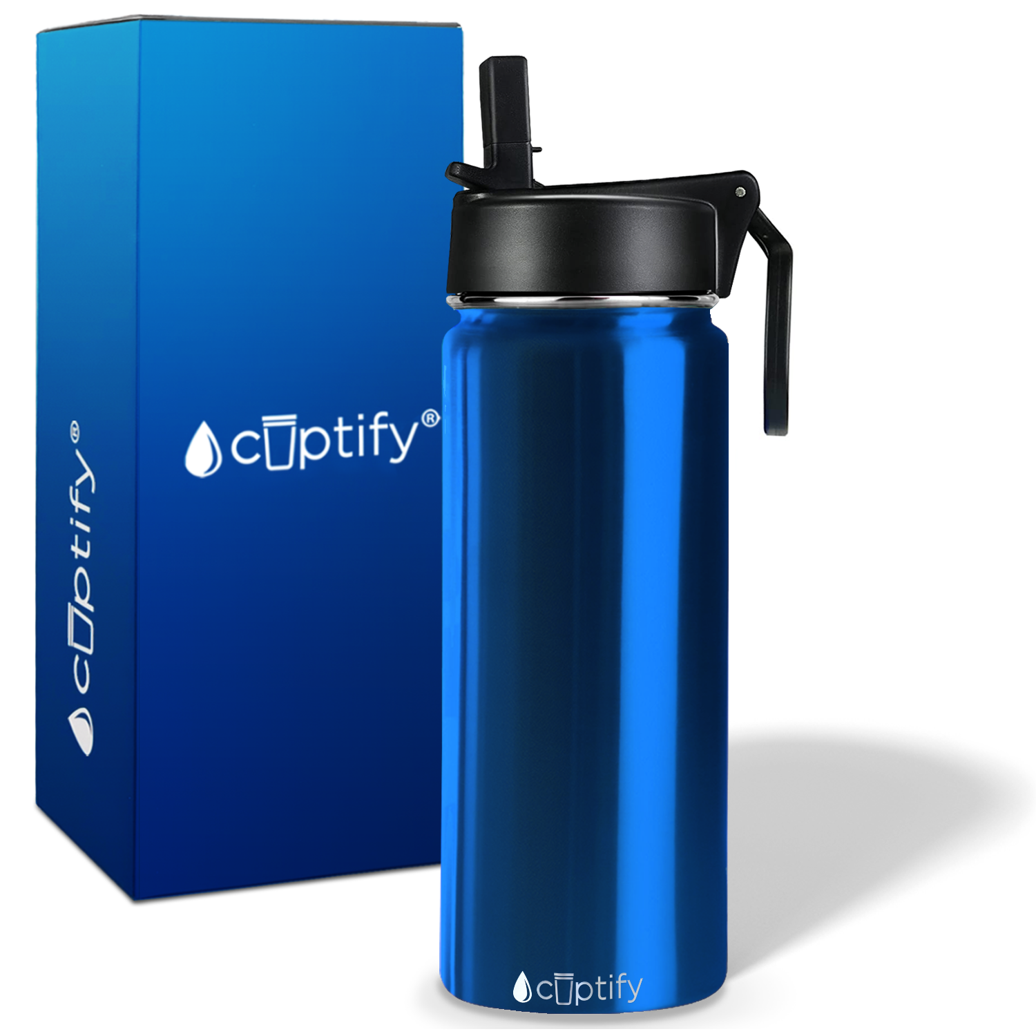 Blue Translucent 18oz Wide Mouth Water Bottle