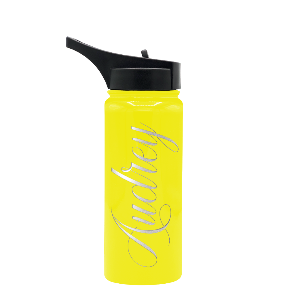Cuptify Personalized Laser Engraved on Yellow Gloss 18 oz Bottle
