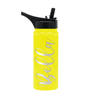Cuptify Personalized Laser Engraved on Yellow Gloss 18 oz Bottle