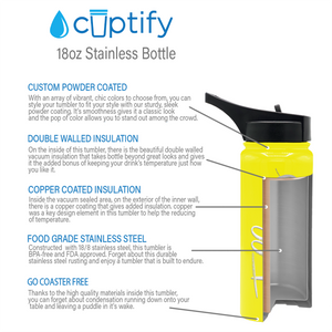 Cuptify Personalized Laser Engraved on Yellow Gloss 18 oz Bottle